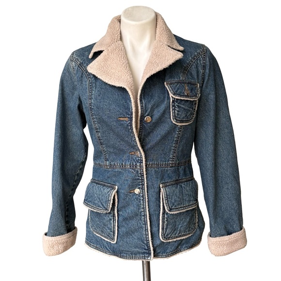 CoffeeShop Denim Jacket, Faux Fur Lining, Sz S - Picture 7 of 12
